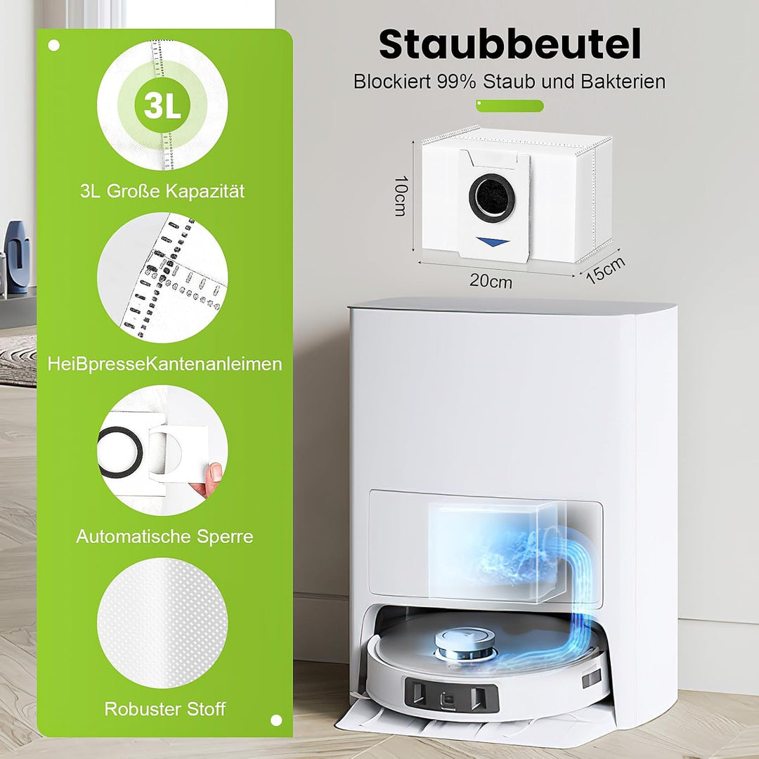 18 Stück Zubehör für Ecovacs Deebot T20 Omni / T20e Omni Saugroboter, 1 Hauptbürste 6 Wischtücher 4