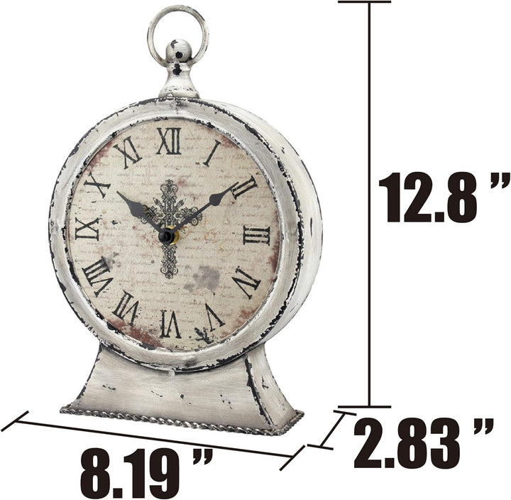 Stonebriar Large 13 Inch Decorative Battery Operated Table Top Clock with Roman Numerals and Antique