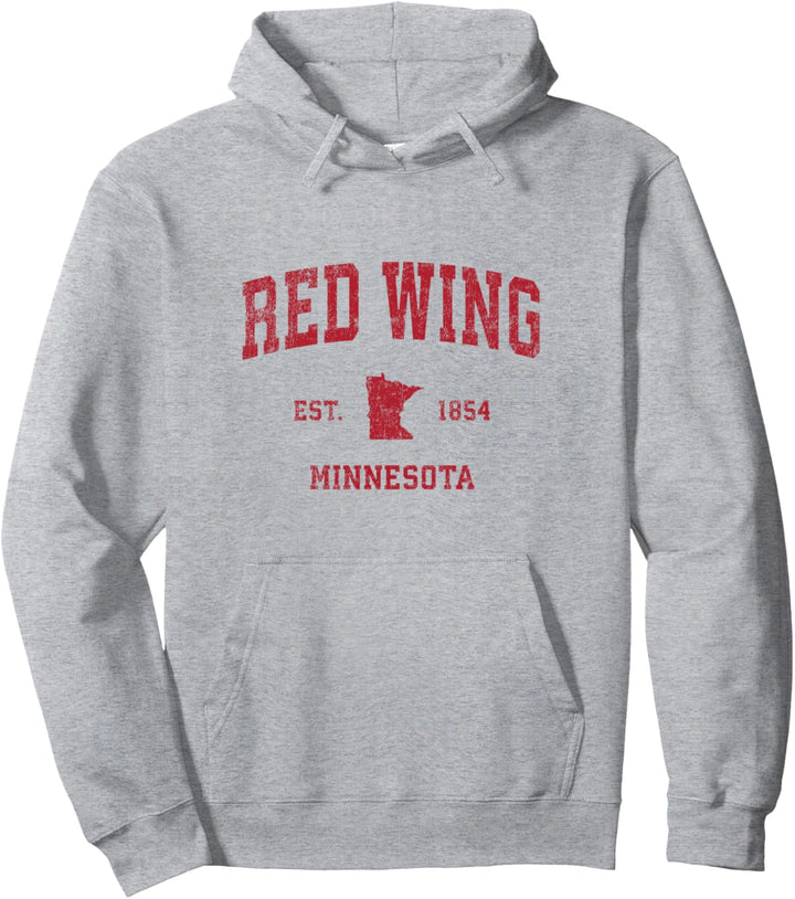 Red Wing Minnesota MN Vintage-Sportdesign, roter Druck Pullover Hoodie