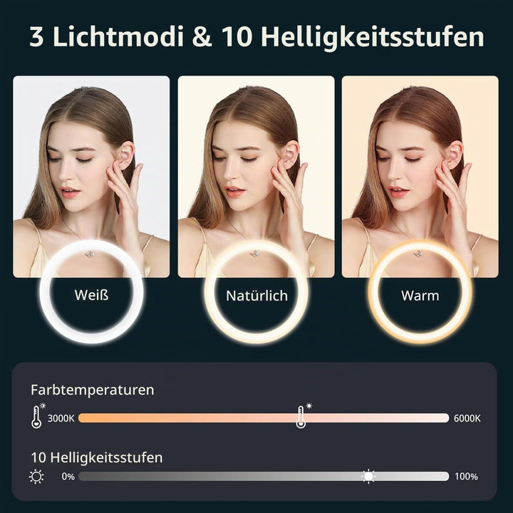 Aureday Ringlicht mit Stativ, 12 Zoll Selfie Ringlicht mit 62 Zoll Stativ Ständer Overhead-Aufnahme