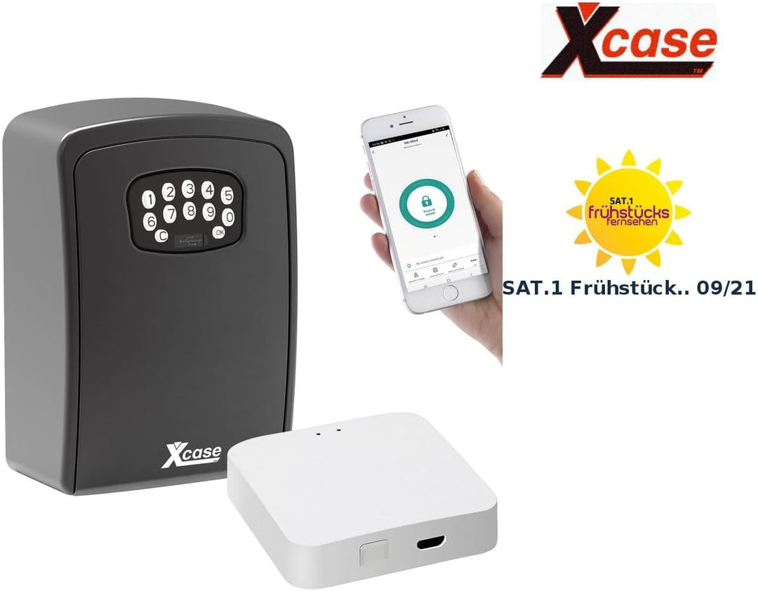 Xcase Schlüsselsafe: Mini-Schlüssel-Safe mit App-Kontrolle und WLAN-Gateway, IP54 (Schlüsseltresor f