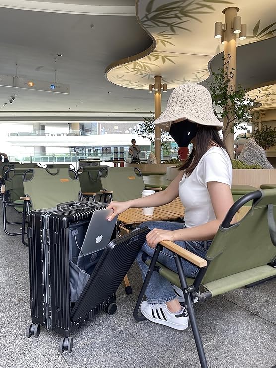 Turmaster Patented Airline Genehmigt Handgepäck mit Spinner-Rädern, 20 Zoll Koffer mit Aluminiumrahm