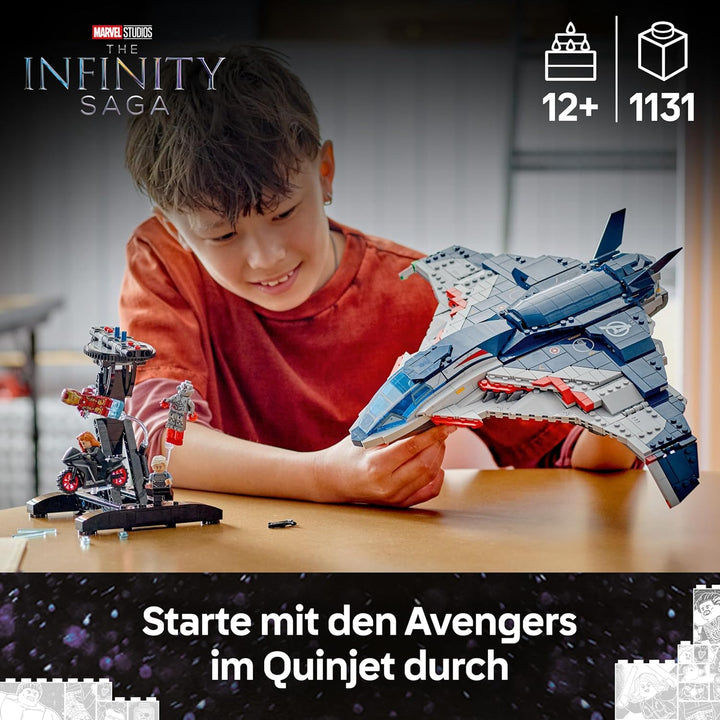 LEGO | Marvel Avengers: Age of Ultron Quinjet – Superhelden Spielzeug Flugzeug mit Motorrad und 5 Mi