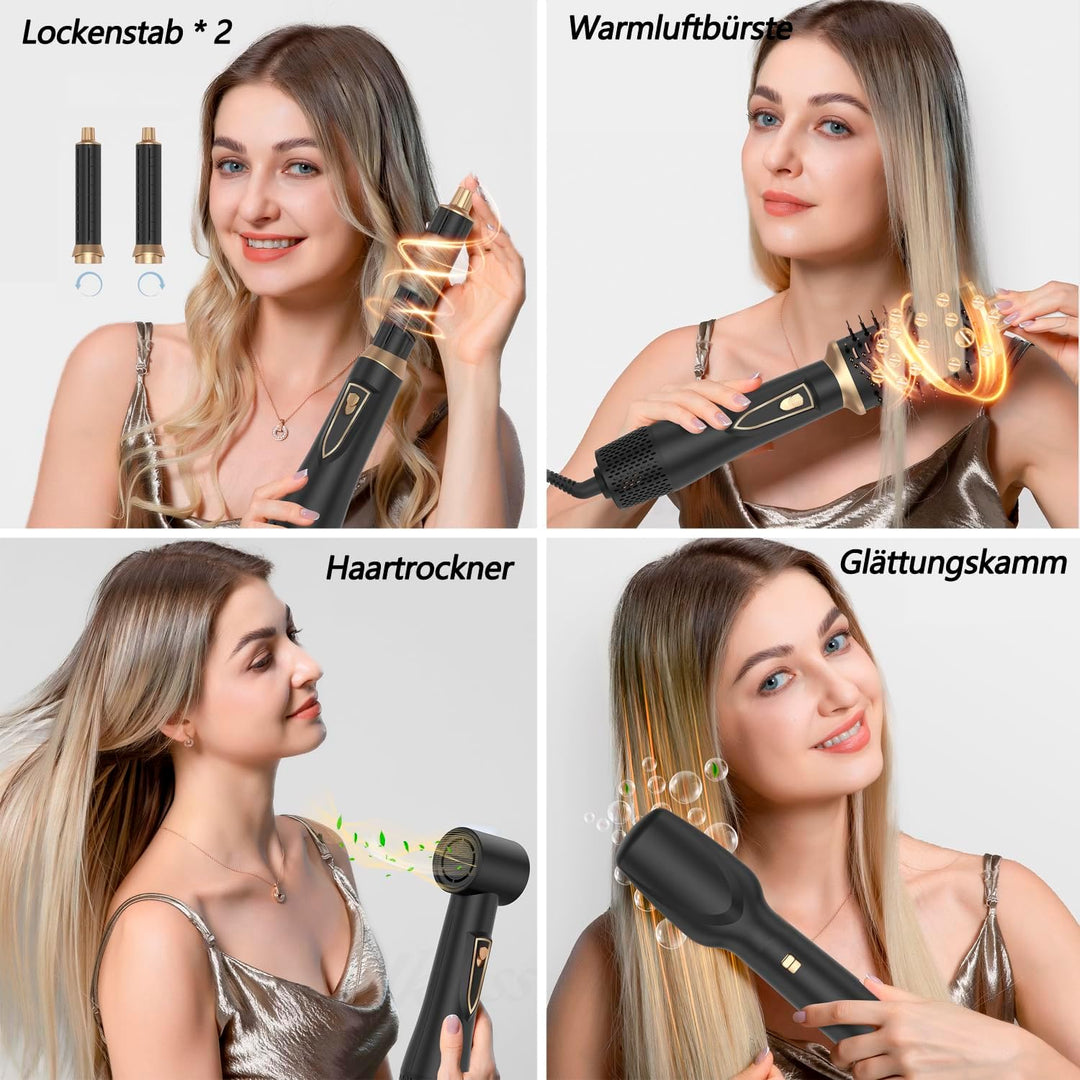 5 in 1 Hairstyler Warmluftbürste Set 1000W Rundbürstenföhn Multifunktionaler Haarstyler Air Styler m