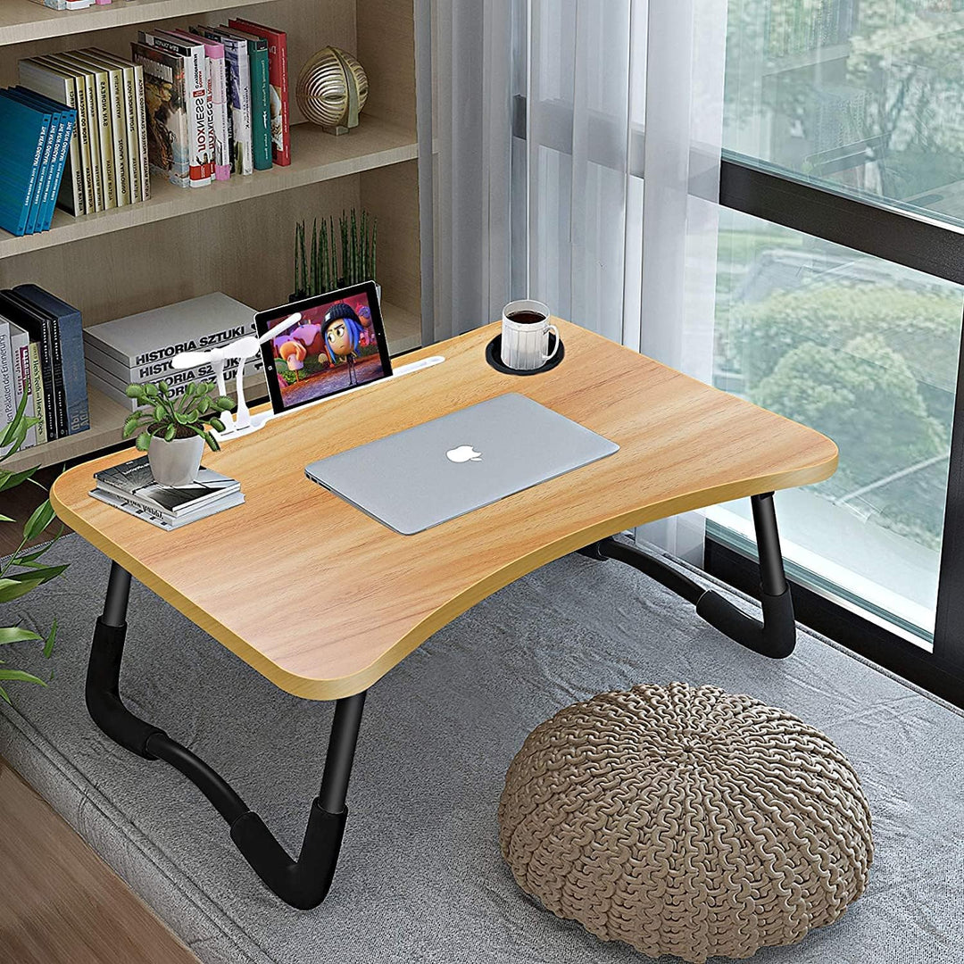 A3A ACADGQ Laptoptisch, Laptop Betttisch Klappbar, Notebook Tisch mit 4 USB Ladeanschluss, Schublade