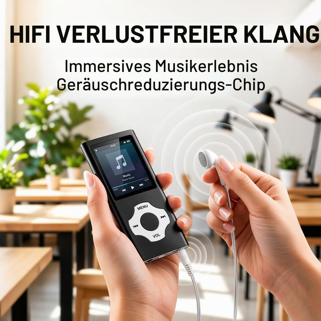 MP3 Player 32GB mit MicroSD Karte, Tragbarer MP4 Musik Player mit 1,8 Zoll Farbdisplay, HiFi Musikpl