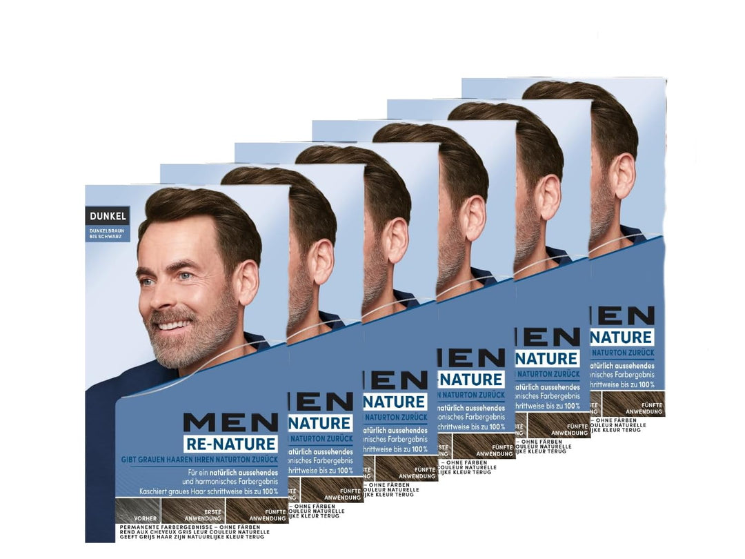 Men Perfect Re-Nature Männer Dunkelbraun bis Schwarz (6x 145 ml), Re-Pigmentierungs-Creme, stellt oh