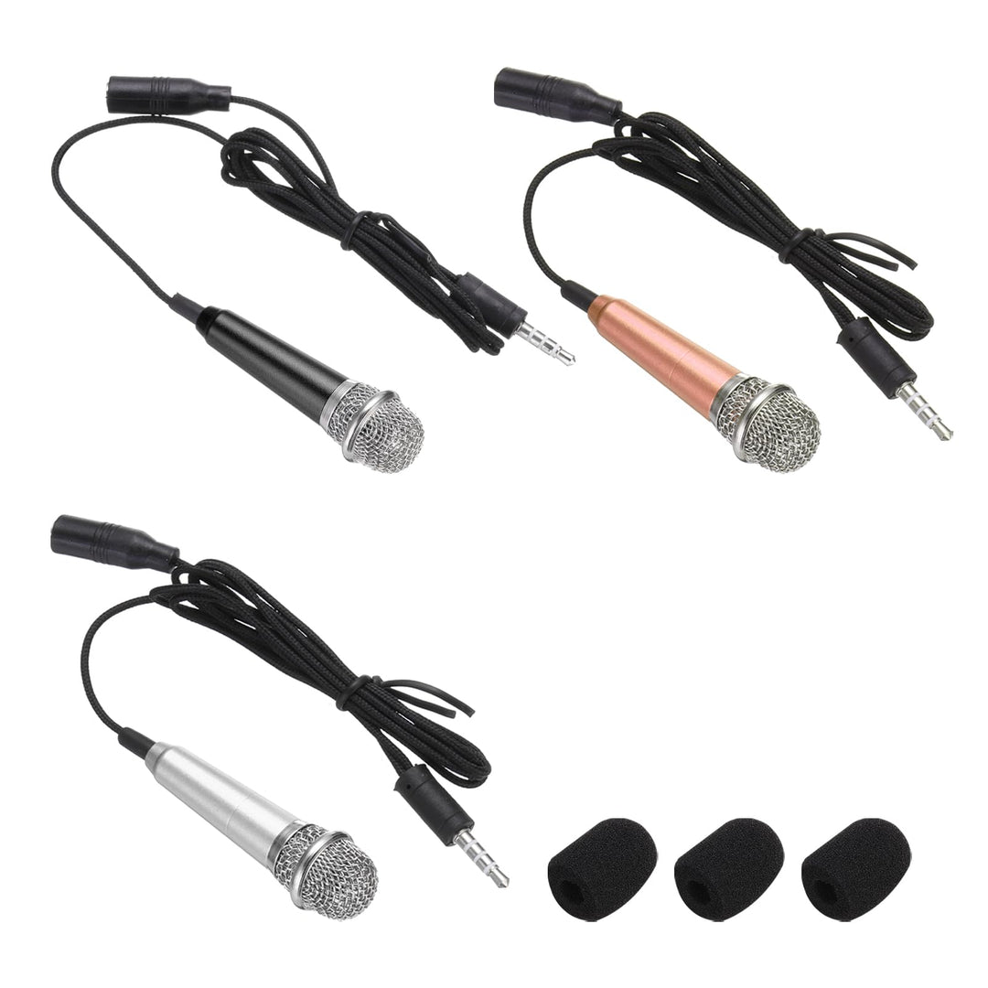 QUARKZMAN 3 Stück Mini Mikrofon Winziges Microphone Telefonmikrofon Kleines Karaoke Mikrofon mit Sch