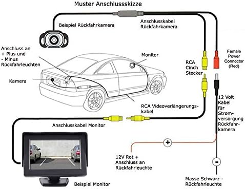 YMPA Rückfahrkamera Kamera Unterbau mit Gewinde Farbe schwarz mit 6 Meter Kabel für Monitor Auto KFZ