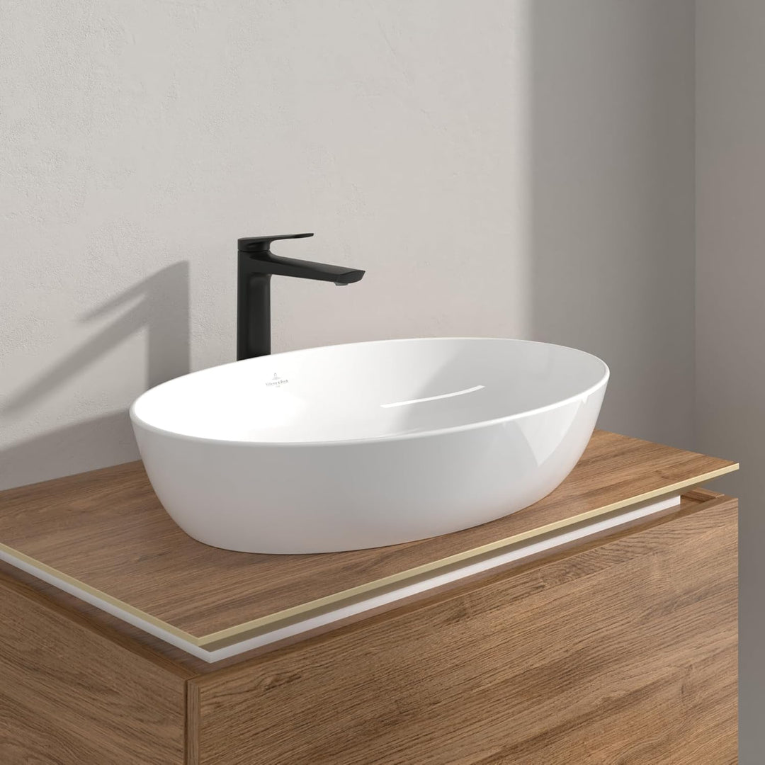 Villeroy & Boch Oasis Waschtischarmatur erhöht - Wasserhahn Bad ohne Ablaufgarnitur - Waschbeckenarm