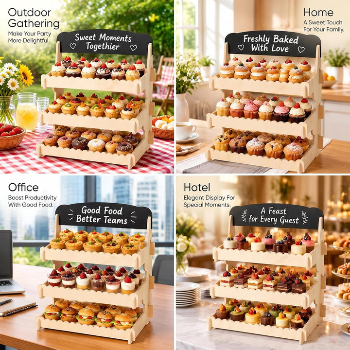 Keks-Displayständer, 3-Etagen Holz Display-Riser Ständer