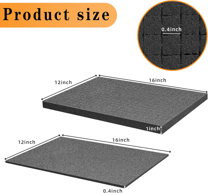 Rasterschaumstoff Würfelschaum -4 Stück 400 x 300 x 2.5 mm/4 Stück 400 x 300 x 10mm- Werkzeugkoffer