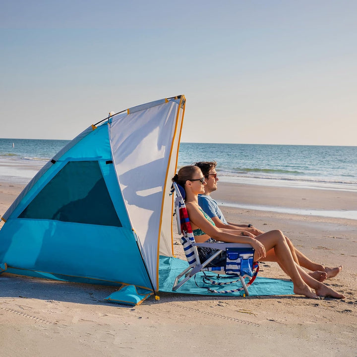 Wolfwise Strandmuschel mit UV-Schutz 50+, 4-5 Personen Strandzelt, Sonnenschutz Windschutz mit erwei
