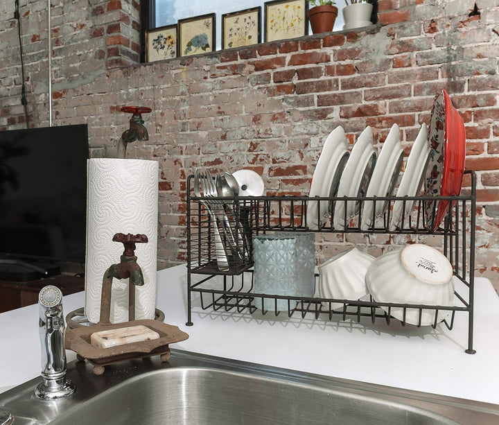 Creative Co-op Secret Garden Decorative Iron Soap Holder with Faucet