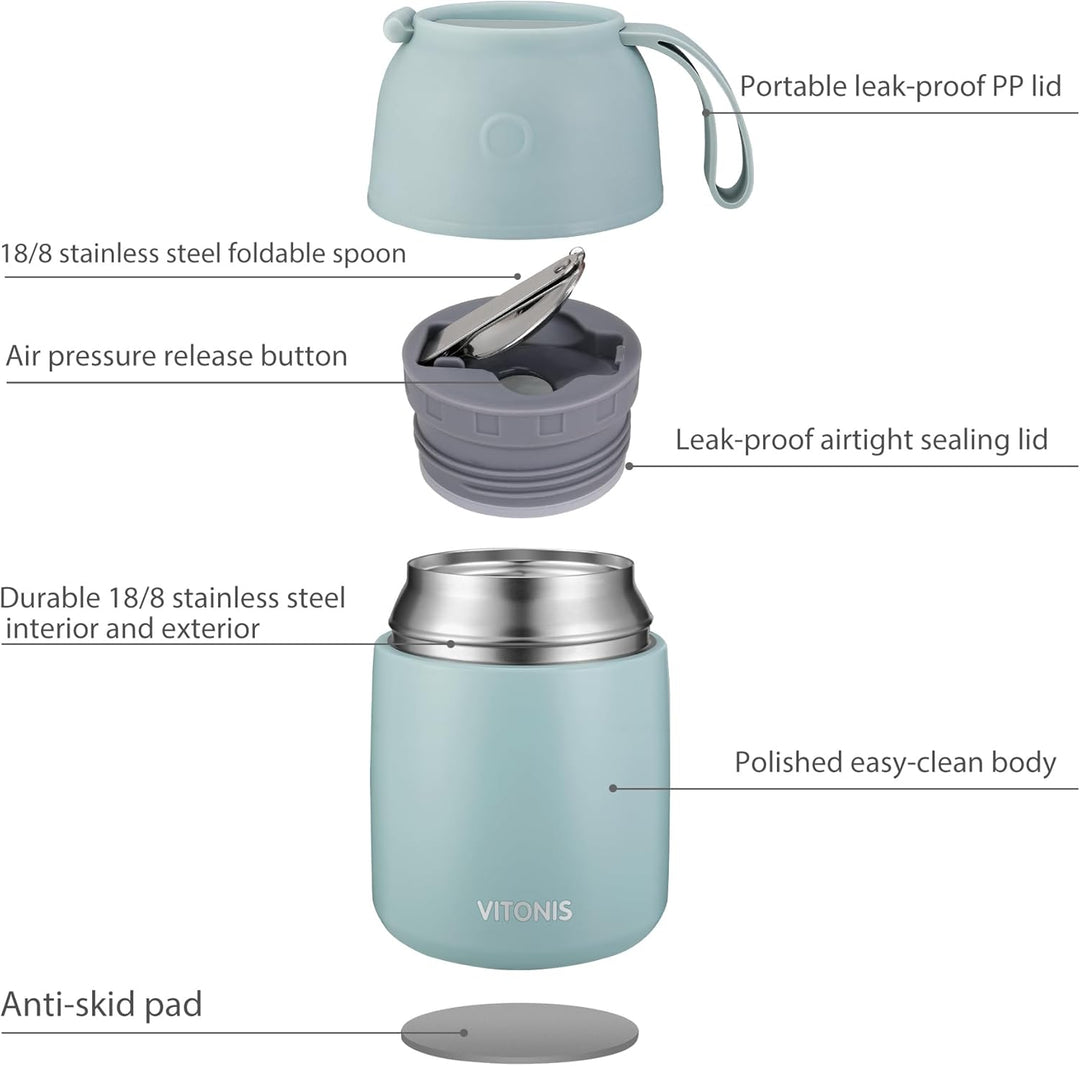Thermobehälter für Essen 500ml Edelstahl Isolierbehälter Gefäss für warme Speissen, Essen, Suppe, Is