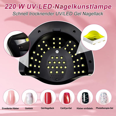 UV Lampe für Gelnägel, 220W Professioneller Schneller UV Lampe nägel mit 4 Timern, Touchscreen, Auto