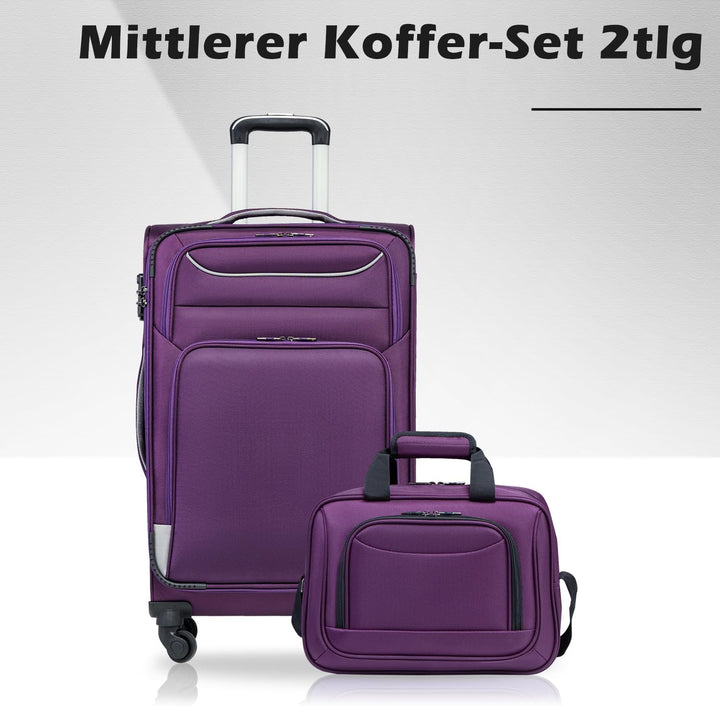 COOLIFE Koffer Trolley Koffer Reisekoffer von 4 Rollen Stoffkoffer Handgepäck TSA-Schloss Der Koffer