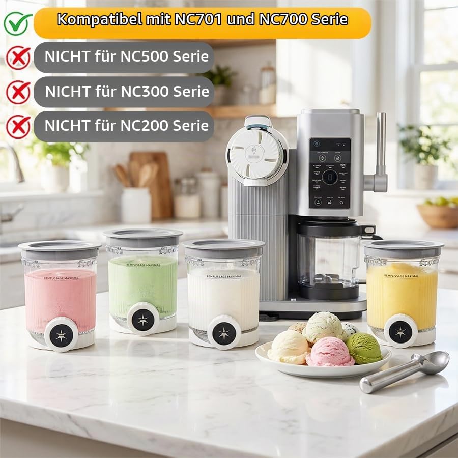 Behälter für Ninja Swirl, Tubs Zubehör für Die Eismaschinen Der Serien Creami NC700, NC701, NC701Q u