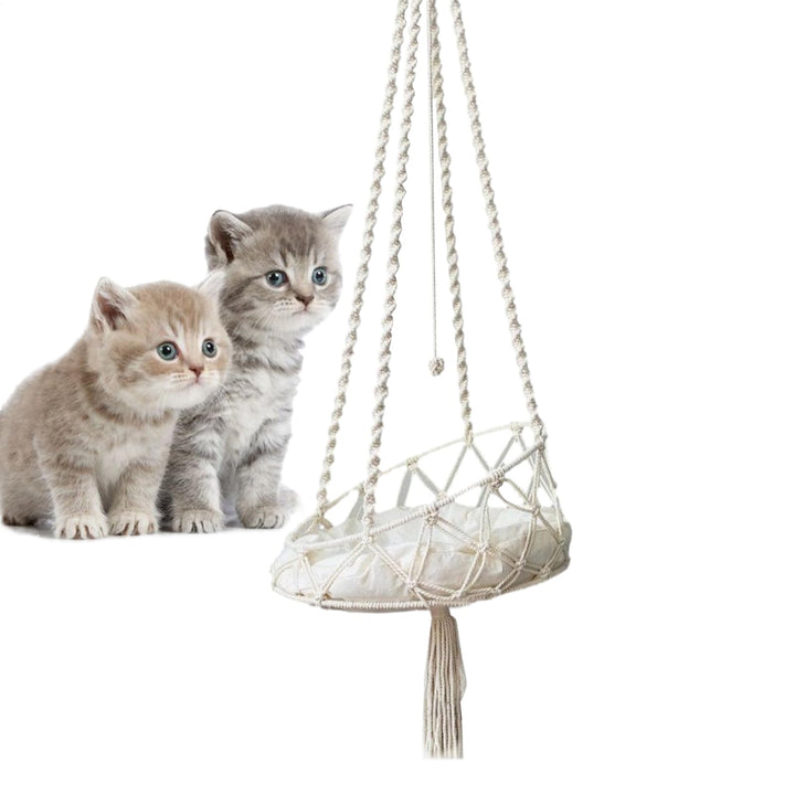 Katze Hängematte, Handgewebt Katzenkorbbett, Boho Makramee Katzenschaukel Hängematte, Katzenschaukel