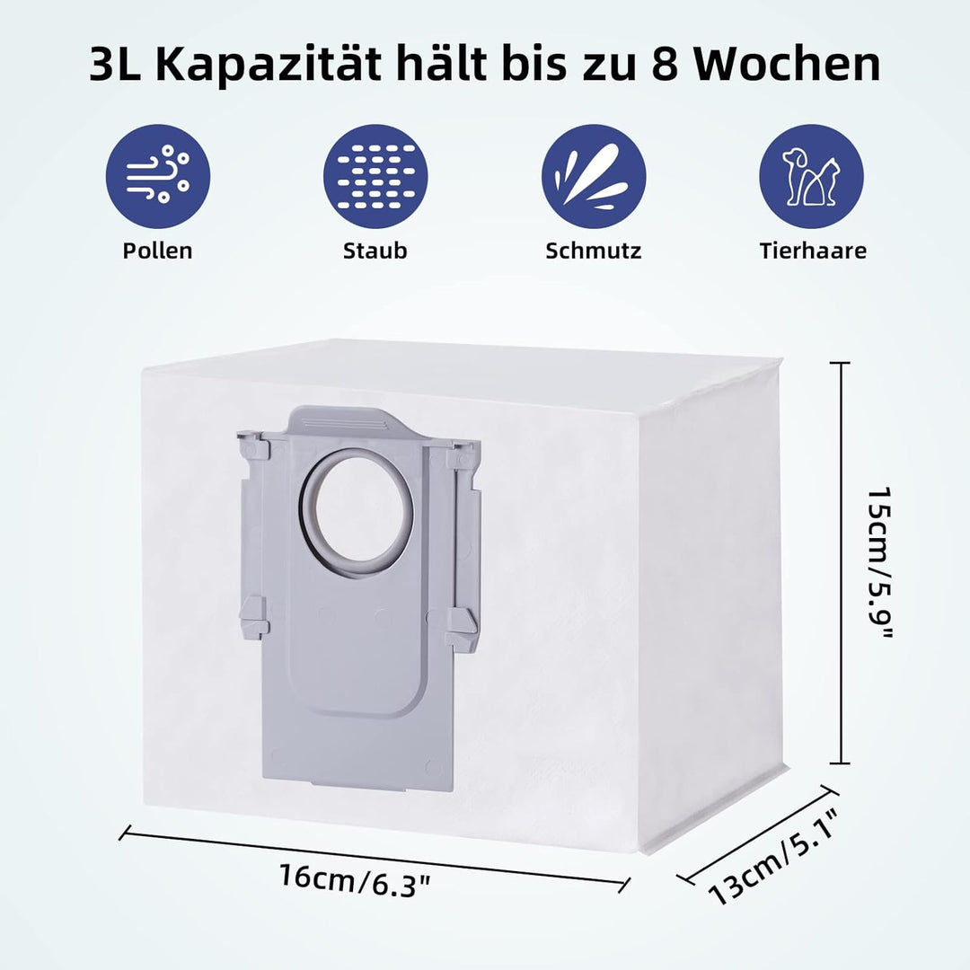 8 Stück Staubbeutel für Roborock S7 MaxV Ultra / S7 Pro Ultra / Q7+ / Q7 Max+ / Q5+ Staubsauger Absa