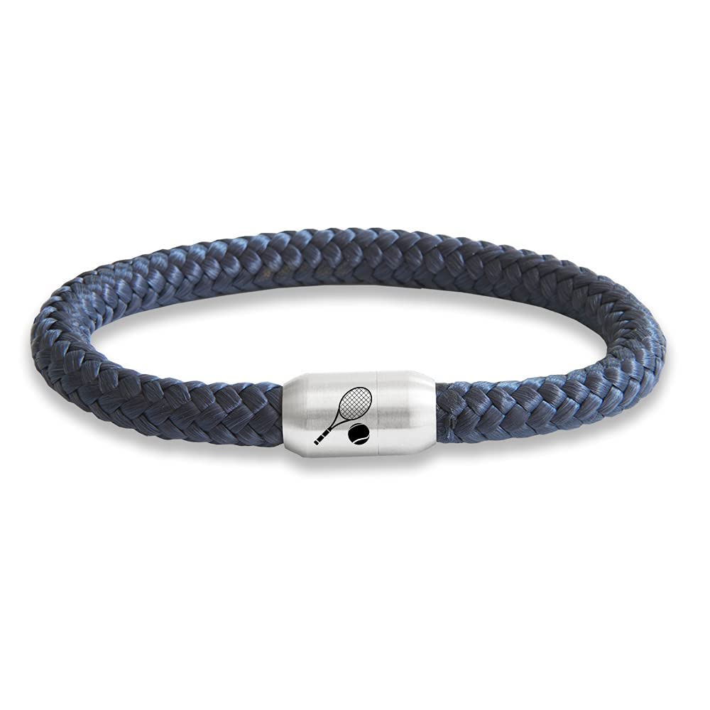 Das Original Tennis Club Segeltau-Armband, mit Tennisschläger-Gravur auf Magnetverschluss, 8 mm Durc