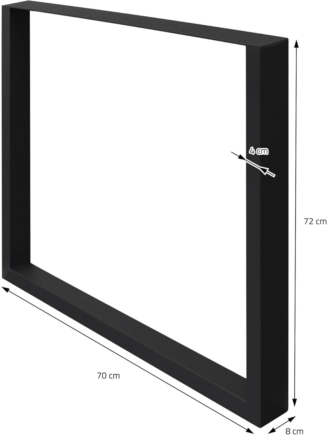 ECD Germany 2er Set Tischbeine aus Vierkantprofilen, 70x72 cm, Schwarz, pulverbeschichtete Stahl, In