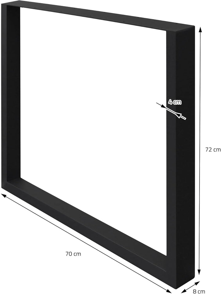 ECD Germany 2er Set Tischbeine aus Vierkantprofilen, 70x72 cm, Schwarz, pulverbeschichtete Stahl, In