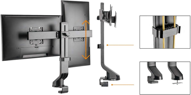 Maclean MC-854 2-Fach Monitorhalterung Tischhalterung mit Computertisch Halterung 17 bis 27" VESA 75