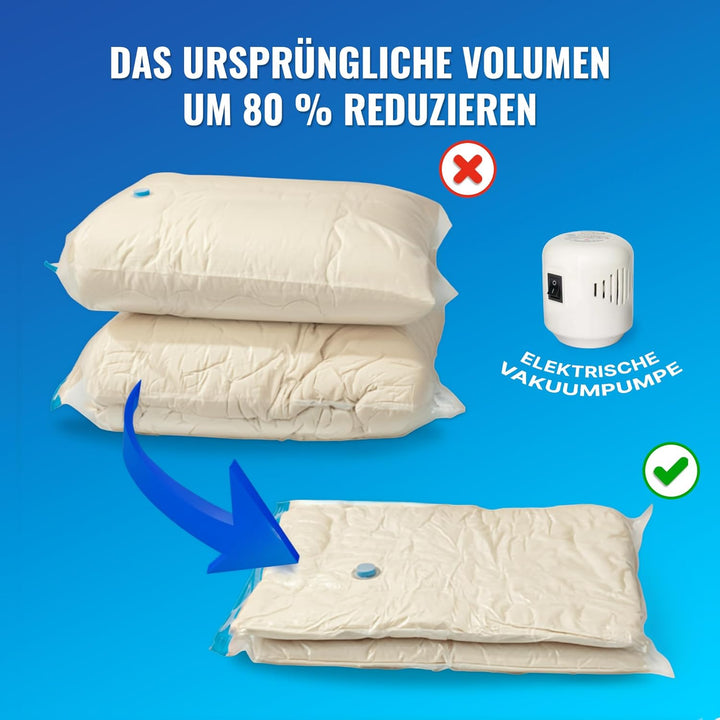 Allyson® Vakuumbeutel für Kleidung mit Pumpe, 10 Stück Wiederverwendbare Aufbewahrungsbeutel Kompres
