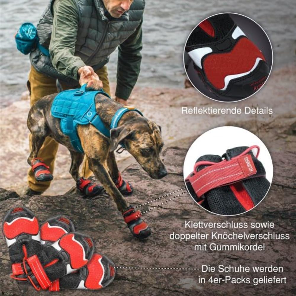 Kurgo Hundeschuhe Blaze Cross - Ganzjahres-Pfotenschutz - wasserfest, reflektierend, rutschfest - in