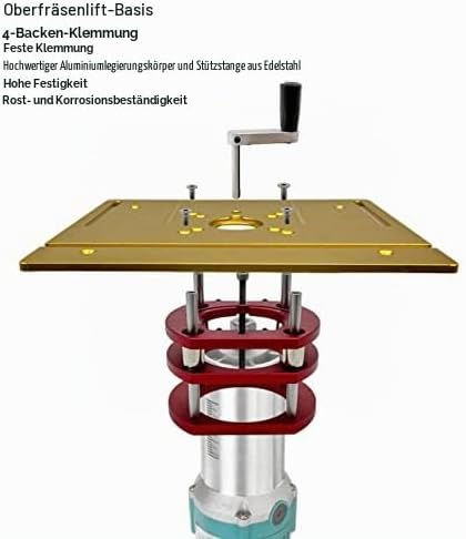 Frästisch Für Oberfräse, Oberfräsentisch Hebebasis Aus Edelstahl Mit 4 Backen Für Heimwerker-Holzbea