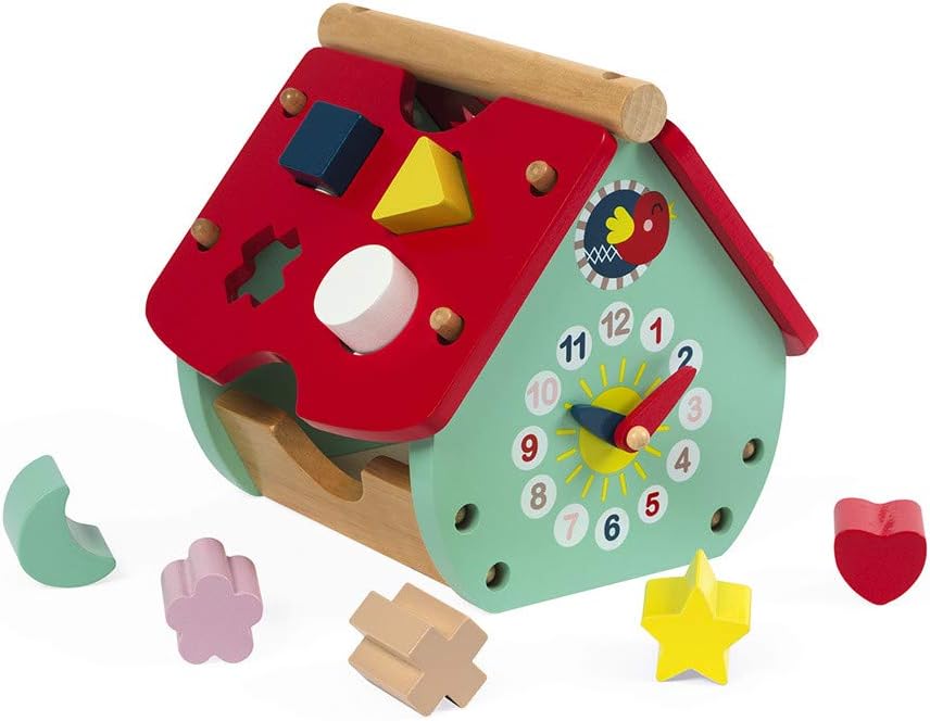 Janod - Baby Forest Formen-Steckspiel aus Holz, Haus, Bausteine, frühes Alter und Lernspielzeug, zum
