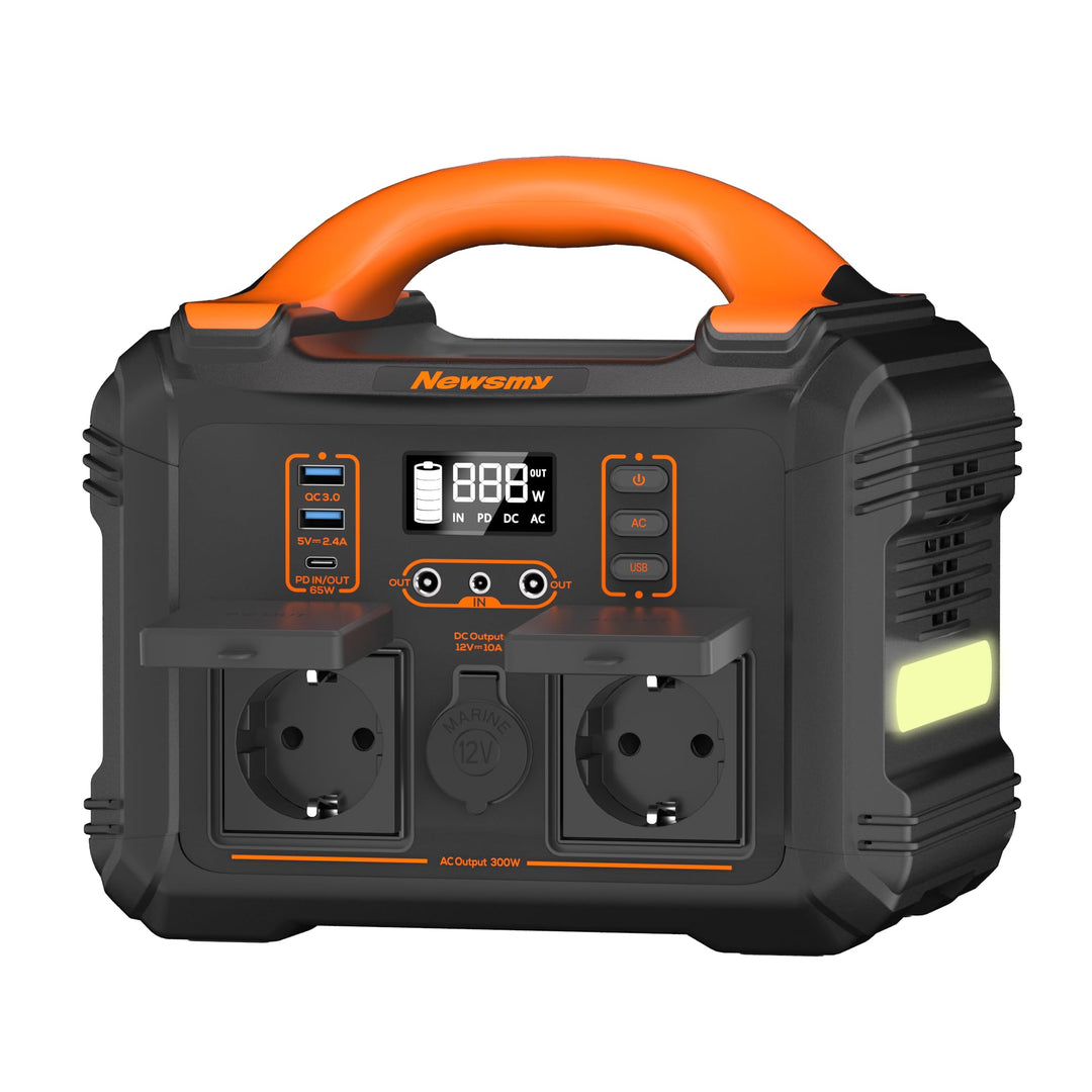 Newsmy Tragbares Powerstation 300W/230V x 2 Wechselstromausgang (600W Peak) Pure Sinuswelle 236.25WH
