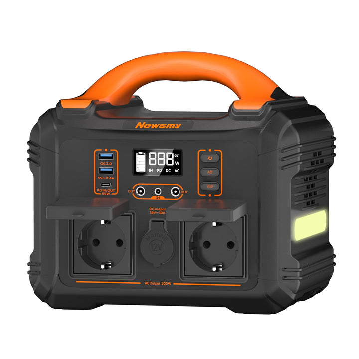Newsmy Tragbares Powerstation 300W/230V x 2 Wechselstromausgang (600W Peak) Pure Sinuswelle 236.25WH
