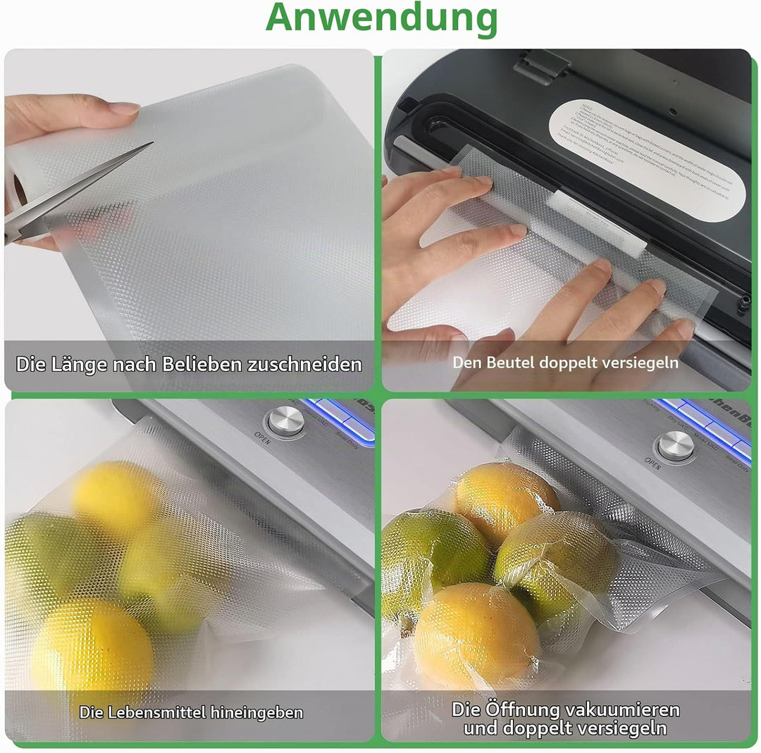 KitchenBoss Vakuumierbeutel Vakuumierfolie Folienrollen Vakuumbeutel-Lebensmittel：Vakumierfolienroll