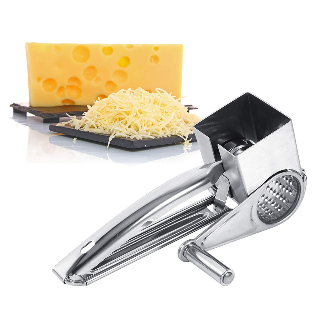 Ejoyous Parmesanreibe, Käsereibe mit Kurbel Edelstahl Parmesanmühle Knoblauchreibe Trommelreibe geei