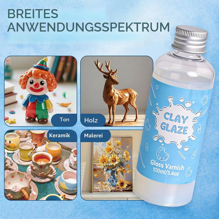 Glasur für Ton Lufttrocknend, 100ml Air Dry Clay Glaze mit 29 PCS Modellierwerkzeug Set, Clay Varnis