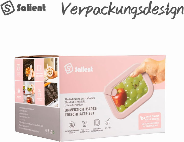 Meal-Prep-Behälter aus Glas,Luftdichte Vorratsdosen mit Deckel, plastikfrei&BPA-frei; Mikrowellen-,