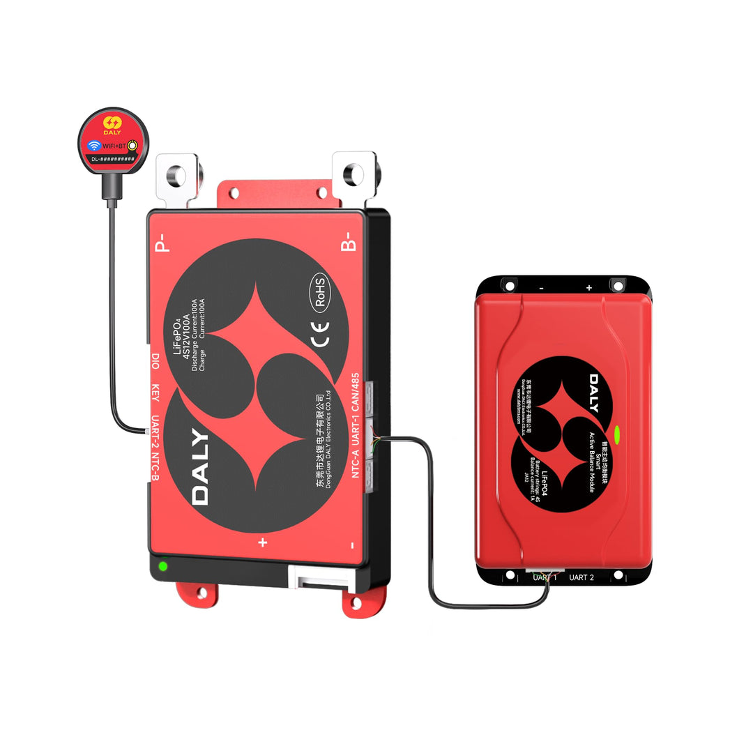 DALY BMS 12V 4S 100A Balance – 1A Active Cell Balancing BMS mit Bluetooth WiFi Modul unterstützt RS4