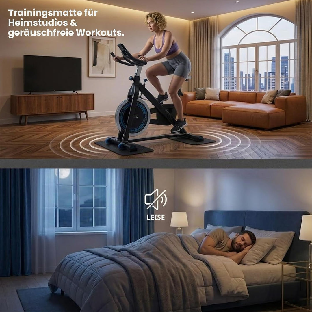 Bodenschutzmatte für Sportgeräte 2 Stück, Anti Rutsch Unterlage für Heimtrainer Fitnessgeräte, PVC L