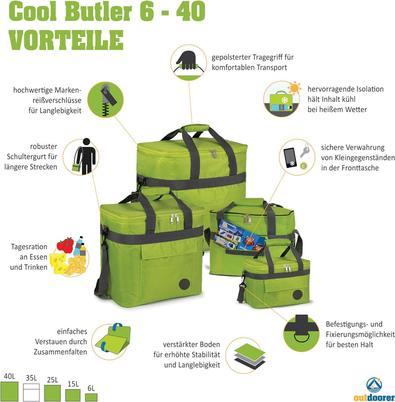 outdoorer Kühltasche Cool Butler - Isoliertasche, Thermotasche, Picknicktasche für Lebensmitteltrans