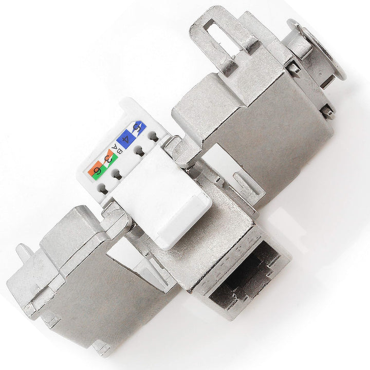1aTTack.de Keystone Modul RJ45 Cat 6a Jack Zertifiziert vollgeschirmt STP werkzeugfrei Snap in Monta