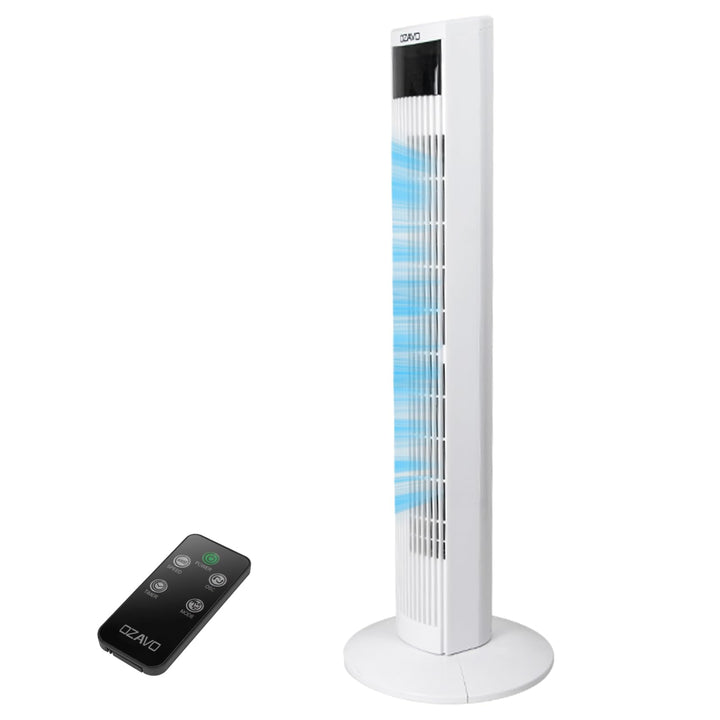 OZAVO Turmventilator mit Fernbedienung | Touchscreen | 3 Stufen | 3 Modi | 12h Timer | 70° Osziliere