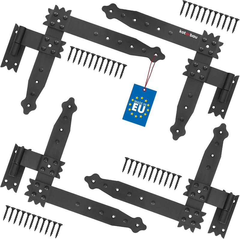 KOTARBAU® Winkelband 250 x 230 mm mit Kloben 4 x Scharnier Fensterladenband Winkelscharnier Türband