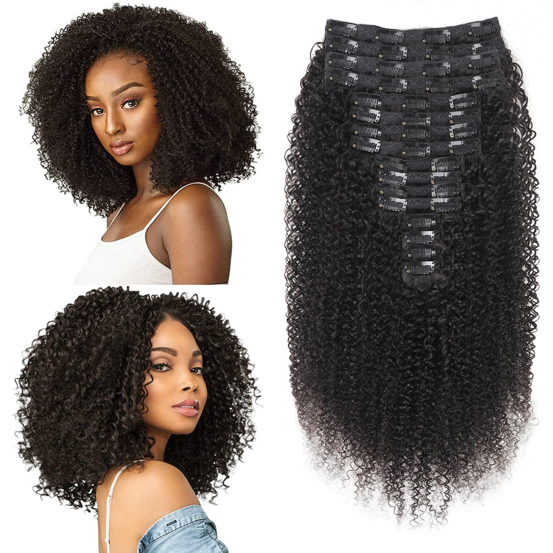 Kinky Curly Clip in Extensions Echthaar.16 Teile 240 g.Invisible Echthaar Perücke Extensions Clip in