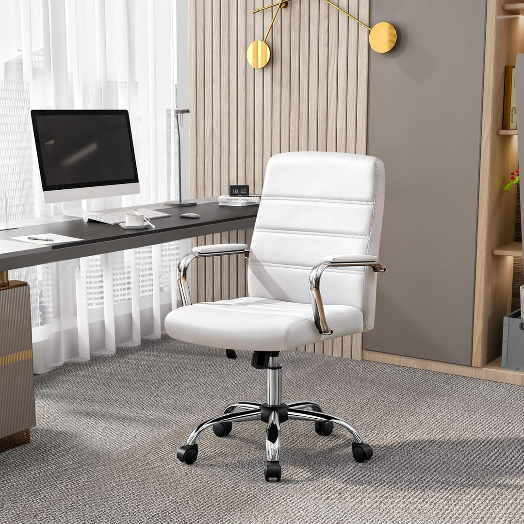 Yaheetech Bürostuhl ergonomischer Schreibtischstuhl, Drehstuhl mit Rollen, Bürohocker mit Armlehnen,