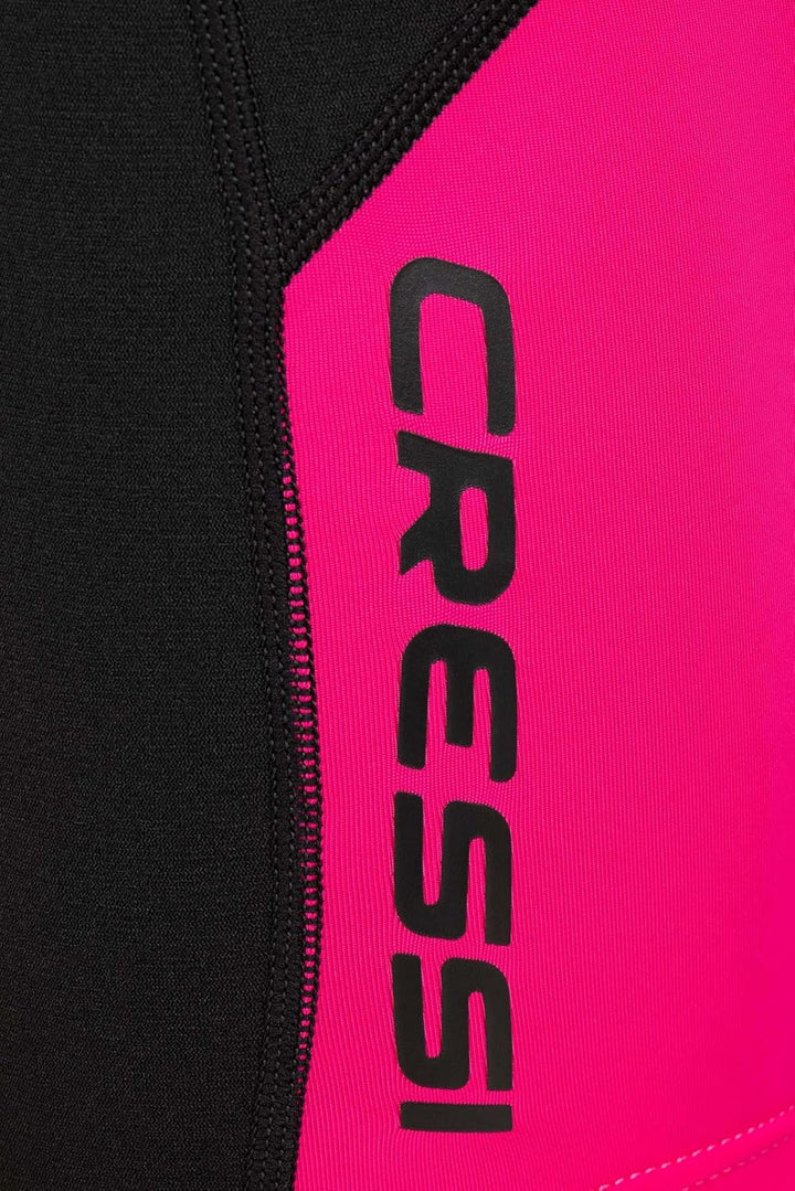 Cressi Little Shark Jr Shorty 2mm Neoprenanzug für Kinder Schwarz/Rosa 13/14 Jahre Langarm, Schwarz/