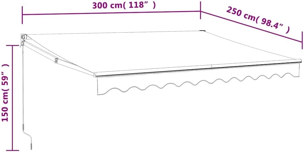 vidaXL Elektrische Markise mit Kurbel Anthrazit 3x2,5 m 3 x 2.5 m Anthrazit und Weiss, 3 x 2.5 m Ant