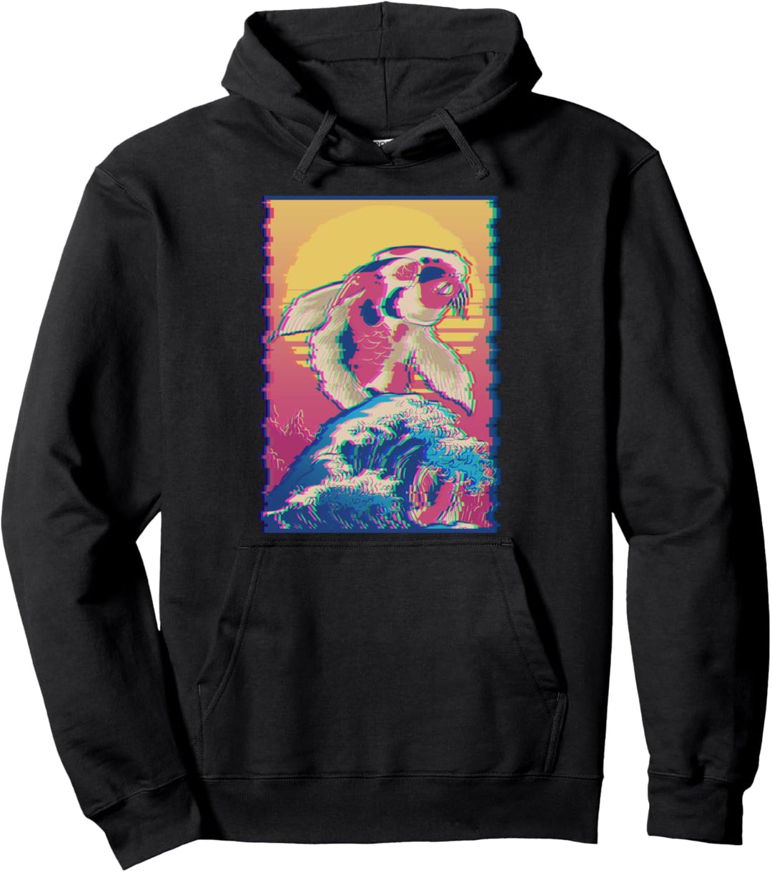 Japanese Koi Fisch Karpfen Great Wave Off Kanagawa Vaporwave Pullover Hoodie