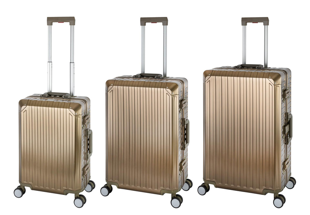 Travelhouse Tokyo 100% Aluminium Reisekoffer 3 Set 55cm + 65cm + 72cm (Champagner, Handgepäck, Mittl